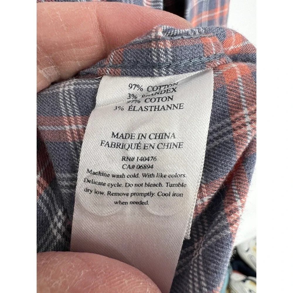 Faherty Mens Reddish Blue Gray Plaid Button Up Long Sleeve Cotton Shirt XL - Picture 10 of 15